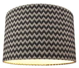 Happy Homewares Modern Trendy Zig Zag Chevron Effect Black & White Cotton Shade - Size: 12 inches - thumbnail 3