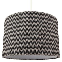 Happy Homewares Modern Trendy Zig Zag Chevron Effect Black & White Cotton Shade - Size: 12 inches - thumbnail 2