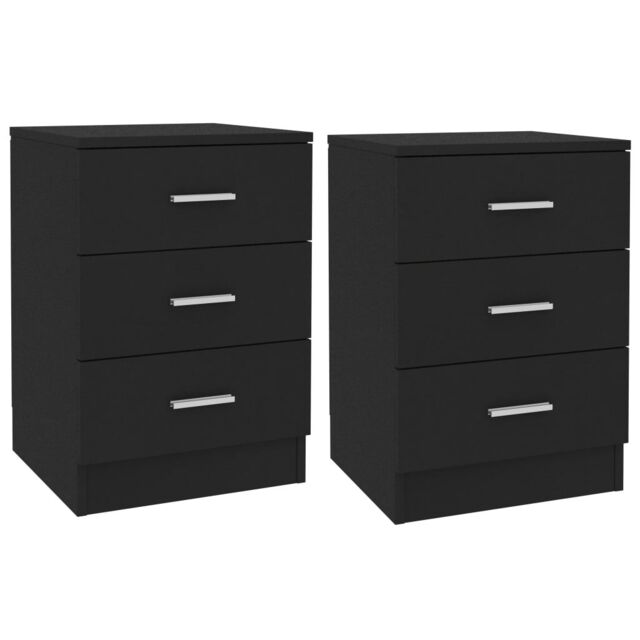 Berkfield Home Bedside Cabinets 2 pcs Black 38x35x56 cm Engineered Wood - Size: 38 x 35 x 56 cm - image 1