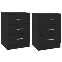 Berkfield Home Bedside Cabinets 2 pcs Black 38x35x56 cm Engineered Wood - Size: 38 x 35 x 56 cm - thumbnail 1