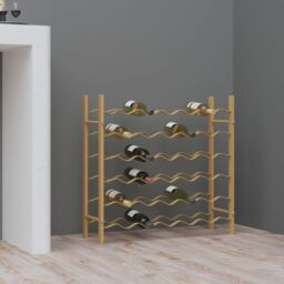 Berkfield Home Wine Rack for 36 Bottles Gold Metal