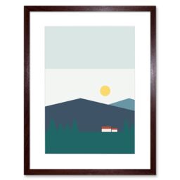 "Artery8 Wall Art Print Geometric Shapes Highland Scotland Home Hills Sun Scottish Framed Art in Brown - Size: W7"" x H9""" - thumbnail 1