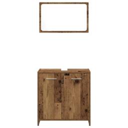 Berkfield Home 3 Piece Bathroom Furniture Set Old Wood Engineered Wood in Brown - thumbnail 5