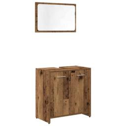 Berkfield Home 3 Piece Bathroom Furniture Set Old Wood Engineered Wood in Brown - thumbnail 4