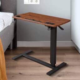 Levede Standing Desk Height Adjustable Stand Folding Laptop Table Shelf USB in Brown - thumbnail 3