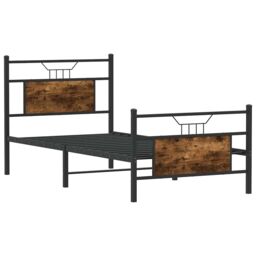 Berkfield Home Bed Frame without Mattress Smoked Oak 90x190 cm Single Engineered Wood in Brown - thumbnail 5