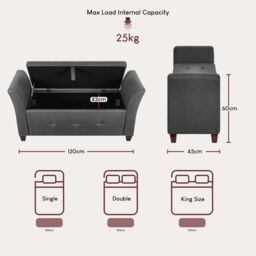 Home Discount Vida Designs Seville Storage Ottoman Velvet Fabric UKFR Furniture in Dark Grey - thumbnail 2