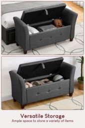 Home Discount Vida Designs Seville Storage Ottoman Velvet Fabric UKFR Furniture in Dark Grey - thumbnail 7