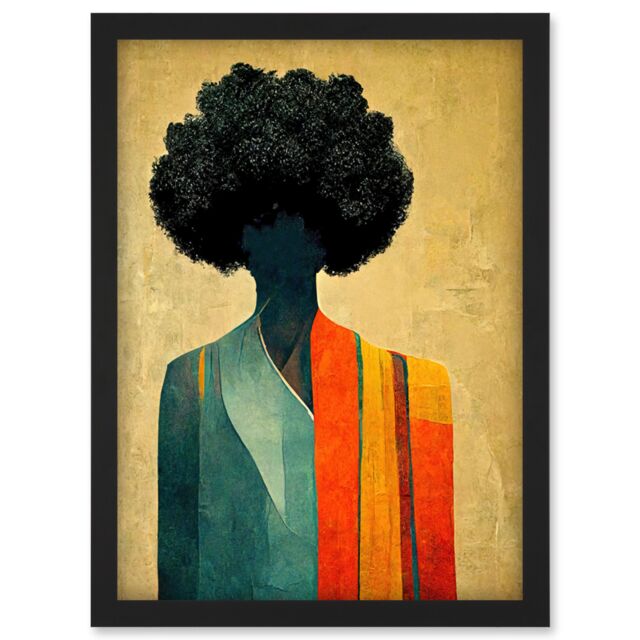 Artery8 Modern Abstract African Tribal Art Artwork Framed Wall Art Print A4 in Black - image 1