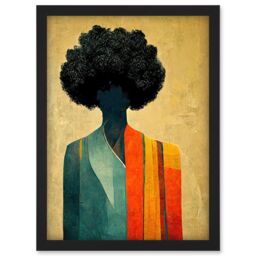 Artery8 Modern Abstract African Tribal Art Artwork Framed Wall Art Print A4 in Black - thumbnail 1