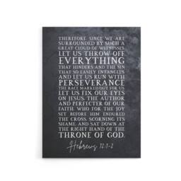 "Artery8 Hebrews 12 1 2 Fix Our Eyes on Jesus Bible Quote Canvas Wall Art Print in Grey - Size: W18"" x H24""" - thumbnail 1