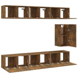 Berkfield Home Classic 7 Piece TV Cabinet Set Smoked Oak Engineered Wood in Brown - thumbnail 4