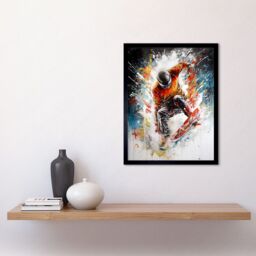 "Artery8 Wall Art Print Extreme Sports Snowboarding Paint Splat Portrait Art Framed in Black - Size: W12"" x H16""" - thumbnail 2