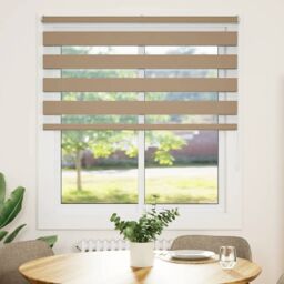 Berkfield Home Zebra Blind Sand Brown 125x100 cm Fabric Width 120.9 cm Polyester - thumbnail 2