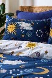 Their Nibs 'Disco Space' Cotton Reversible Duvet Cover Set in Navy - Size: King - thumbnail 3