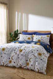 Their Nibs 'Disco Space' Cotton Reversible Duvet Cover Set in Navy - Size: King - thumbnail 2