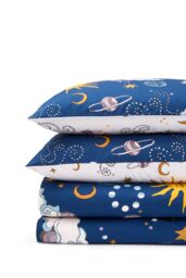 Their Nibs 'Disco Space' Cotton Reversible Duvet Cover Set in Navy - Size: King - thumbnail 6