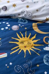 Their Nibs 'Disco Space' Cotton Reversible Duvet Cover Set in Navy - Size: King - thumbnail 5