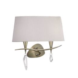 Netlighting Mara Wall Lamp 2 Light E14 Antique Brass With Ivory White Shade