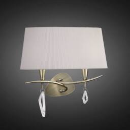 Netlighting Mara Wall Lamp 2 Light E14 Antique Brass With Ivory White Shade - thumbnail 2