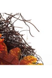 Living and Home 55cm Pre-Lit Autumn Wreath with Sunflower, Wheat & Maple Leaves in Brown - thumbnail 7