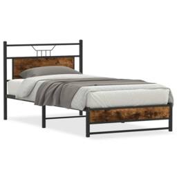 Berkfield Home Bed Frame without Mattress Smoked Oak 100x200 cm Engineered Wood in Brown - thumbnail 1