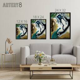 "Artery8 Barnyard Fantasy Abstract Landscape Dove Black Framed Canvas Wall Art - Size: W12"" x H16""" - thumbnail 4