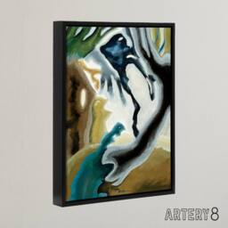 "Artery8 Barnyard Fantasy Abstract Landscape Dove Black Framed Canvas Wall Art - Size: W12"" x H16""" - thumbnail 2
