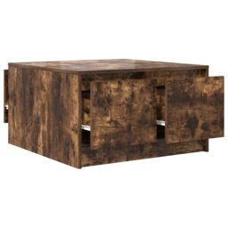 Berkfield Home Coffee Table with Drawers Smoked Oak 70.5x70x40 cm in Brown - thumbnail 5