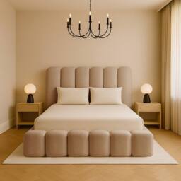 Desire Deco Plush Velvet Upholstered Alice Bed Frame Double King Super King in Beige - thumbnail 2