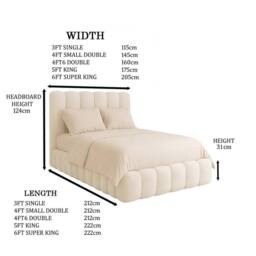 Desire Deco Plush Velvet Upholstered Alice Bed Frame Double King Super King in Beige - thumbnail 3