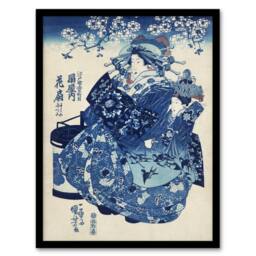 Artery8 Hanao Ogiya Japanese Ukiyo E Kuniyoshi Framed Wall Art Print in Blue - Size: A4 - thumbnail 1