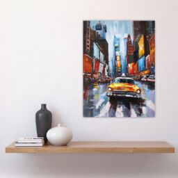 "Artery8 New York City Colourful Street Cityscape Taxi Cab Wall Art Print - Size: W24"" x H32""" - thumbnail 4