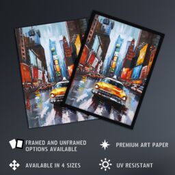 "Artery8 New York City Colourful Street Cityscape Taxi Cab Wall Art Print - Size: W24"" x H32""" - thumbnail 2