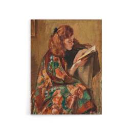"Artery8 Magnus Enckell Portrait of Reading Canvas Wall Art Print in Brown - Size: W12"" x H16""" - thumbnail 1