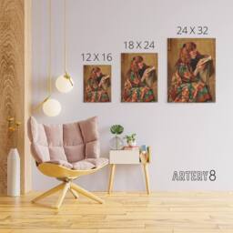 "Artery8 Magnus Enckell Portrait of Reading Canvas Wall Art Print in Brown - Size: W12"" x H16""" - thumbnail 4