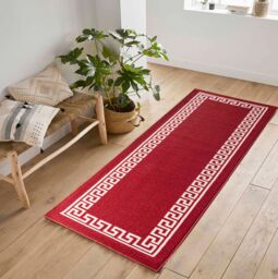 Desire Rugs Anti-Slip Greek Key Design Doormat - Machine Washable for Easy Care in Red - Size: 80 cm x 300 cm - thumbnail 4