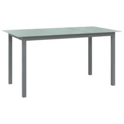 Berkfield Home Garden Table Light Grey 150x90x74 cm Aluminium & Glass - Size: 150 x 90 x 74 cm - thumbnail 2