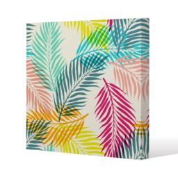 Benjamin Tate Design Multi Coloured Tropical Leaves (Canvas Print) / 77 x 77 x 4cm in Natural - Size: 77 x 77 x 4 cm - thumbnail 1