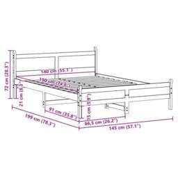 Berkfield Home Decorative Bed Frame without Mattress 140x190 cm Solid Wood Pine in Light Brown - thumbnail 9