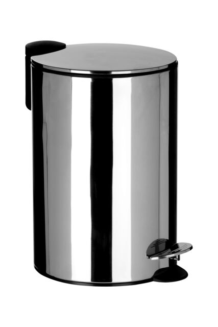Orsina 12 Litre Pedal Bin With Soft Close Lid, Compact Metal Bin With Removable Inner Bucket, Ideal For Bathrooms in Silver - image 1