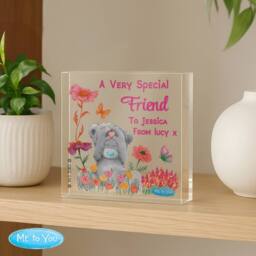 Personalised Memento Company Women's Personalised Me to You Flowery Glass Ornament in Clear - thumbnail 4