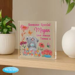 Personalised Memento Company Women's Personalised Me to You Flowery Glass Ornament in Clear - thumbnail 2