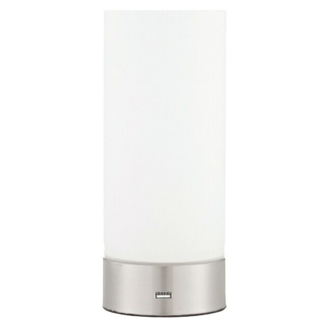 Loops Touch Dimmable Table Lamp Nickel & Frosted Glass Shade Modern Light USB Charger in Metallics - image 1