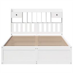 Berkfield Home Bed Frame without Mattress White 150x200 cm King Size Solid Wood Pine - thumbnail 4