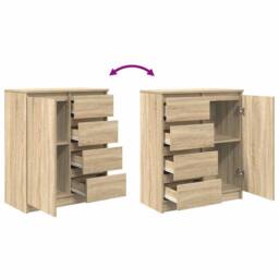 Berkfield Home Sideboard with Drawers Sonoma Oak 71x35x84 cm Engineered Wood in Brown - Size: 71 x 35 x 84 cm - thumbnail 9