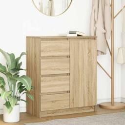 Berkfield Home Sideboard with Drawers Sonoma Oak 71x35x84 cm Engineered Wood in Brown - Size: 71 x 35 x 84 cm