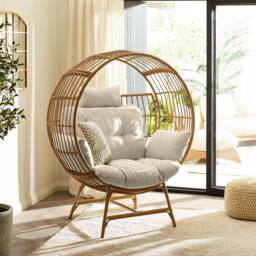 FurnitureboxUK Boca Rattan Cocoon Garden Egg Chair in Cream - thumbnail 7