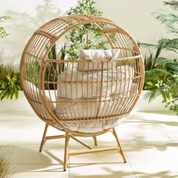 FurnitureboxUK Boca Rattan Cocoon Garden Egg Chair in Cream - thumbnail 3