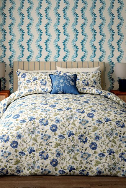 Sanderson 'Amanpuri' Cotton Duvet Cover Set in Blue - Size: King